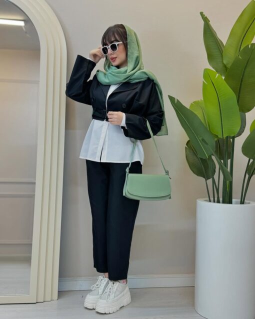 ست ۳تیکه (شومیز،شلوار،کراپ) كد 683516