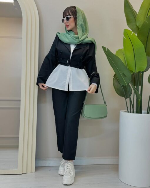 ست ۳تیکه (شومیز،شلوار،کراپ) كد 683516 - تصویر 7
