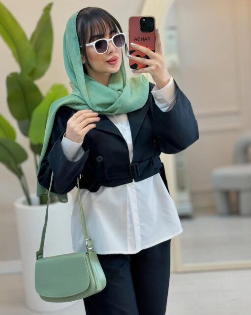ست ۳تیکه (شومیز،شلوار،کراپ) كد 683516 - تصویر 6