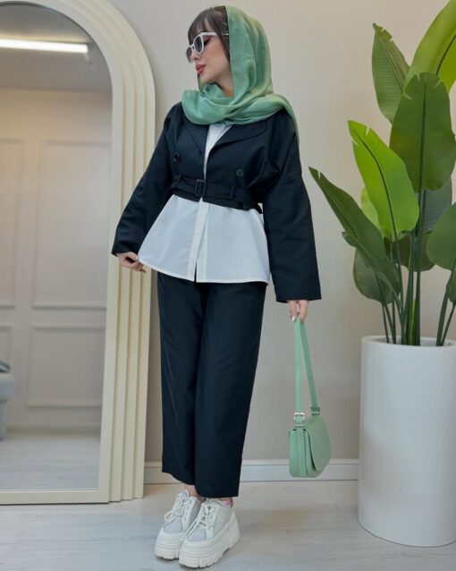 ست ۳تیکه (شومیز،شلوار،کراپ) كد 683516 - تصویر 5