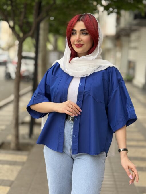 مانتو شوميزي نيلي E كد 8461744 - تصویر 20