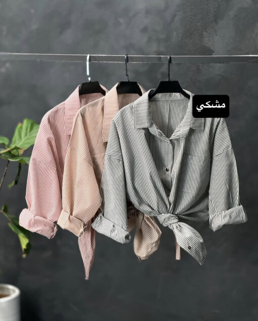 شومیز راه راه پینترستی كد 194778 - تصویر 2
